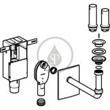 Geberit Príslušenstvo - Zápachová uzávierka na umývadlo, pod omietku, súprava na kompletizáciu, vývod vodorovný, lesklý chróm