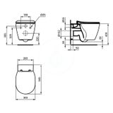 Ideal Standard Connect - Závesné WC s doskou, AquaBlade, biela