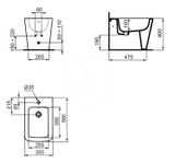 Ideal Standard Blend - Stojaci bidet, 355x560 mm, s prepadom, otvor na batériu, biela