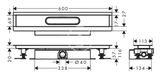Hansgrohe uBox universal - Set na plochú inštaláciu lineárneho sprchového žľabu 60 cm, nerezová