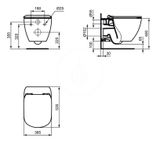 Ideal Standard Tesi - Závesné WC, Aquablade, čierna