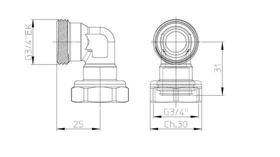 Daikin FWXV/M pripojovacie závitové koleno 3/4"xEK