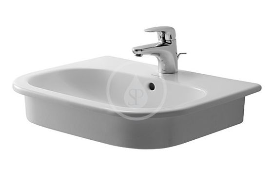 Duravit D-Code - Umývadlo zápustné, 55x44 cm, s prepadom, s otvorom na batériu, biela