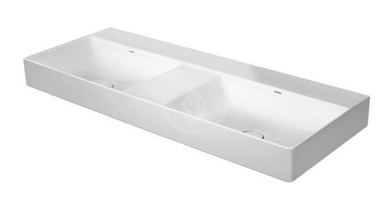 Duravit DuraSquare - Dvojumývadlo, 120x47 cm, bez prepadu, bez otvoru na batériu, DuraCeram, WonderGliss, biela