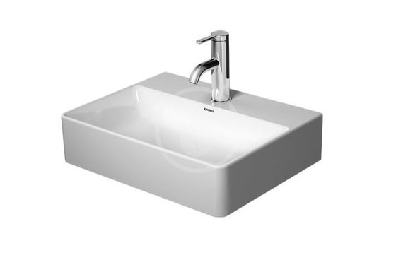 Duravit DuraSquare - Umývadielko, 45x35 cm, bez prepadu, s otvorom na batériu, DuraCeram, biela