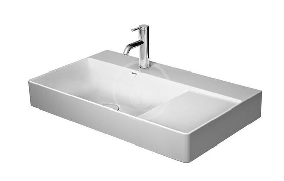 Duravit DuraSquare - Umývadlo 80x47 cm, s 1 otvorom na batériu vľavo, DuraCeram, alpská biela