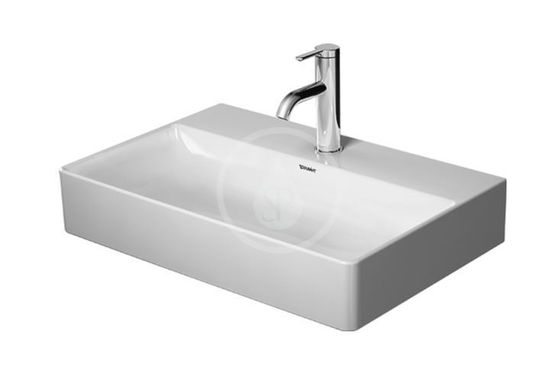 Duravit DuraSquare - Umývadlo, 60x40 cm, bez prepadu, s otvorom na batériu, DuraCeram, WonderGliss, biela