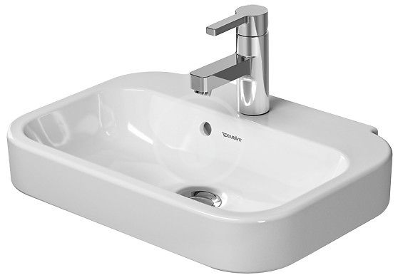 Duravit Happy D.2 - Umývadielko, 50x36 cm, s prepadom, s otvorom na batériu, biela