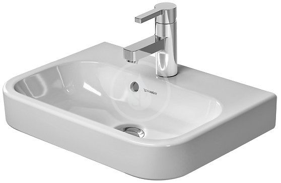 Duravit Happy D.2 - Umývadielko, 50x36 cm, s prepadom, s otvorom na batériu, s WonderGliss, biela