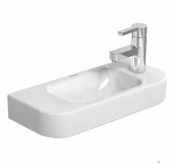 Duravit Happy D.2 - Umývadielko, 50x22 cm, bez prepadu, s otvorom na batériu vpravo, WonderGliss, biela