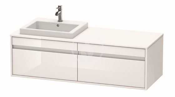 Duravit Ketho - Umývadlová skrinka 43x140x55 cm, ľavá, 2 zásuvky, lesklá biela