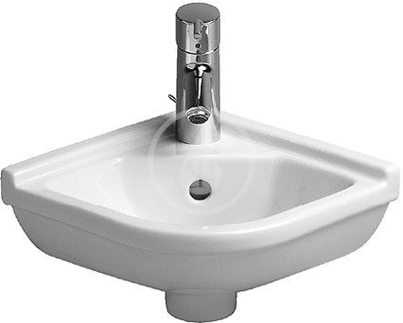 Duravit Starck 3 - Umývadielko rohové 43x38 cm, s 1 otvorom na batériu, biela