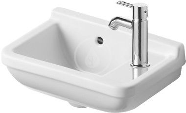 Duravit Starck 3 - Umývadielko 40x26 cm, s prepadom, s otvorom na batériu vpravo, WonderGliss, biela