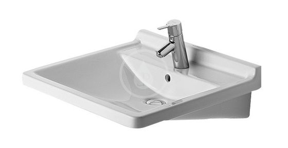 Duravit Starck 3 - Umývadlo 60x55 cm, bezbariérové, 1 otvor na batériu, s WonderGliss, alpská biela