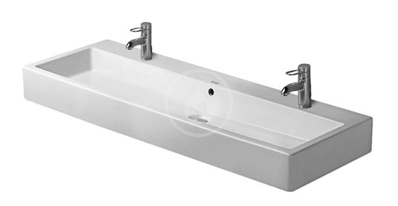 Duravit Vero - Dvojumývadlo, 120x47 cm, s prepadom, s 2 otvormi na batérie, WonderGliss, biela