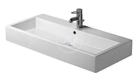 Duravit Vero - Umývadlo, 100x47 cm, s prepadom, s otvorom na batériu, WonderGliss, biela