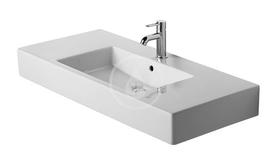 Duravit Vero - Umývadlo, 105x49 cm, s prepadom, s otvorom na batériu, WonderGliss, biela