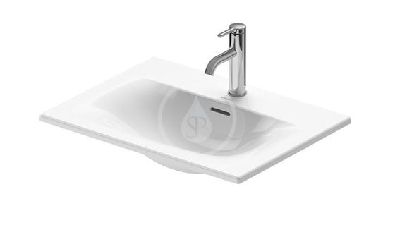 Duravit Viu - Umývadlo na dosku, 60x45 cm, zápustné, s prepadom, s otvorom na batériu, WonderGliss, biela