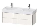 Duravit XSquare - Dvojumývadlová skrinka 40x118x46 cm, 4 zásuvky, lesklá biela