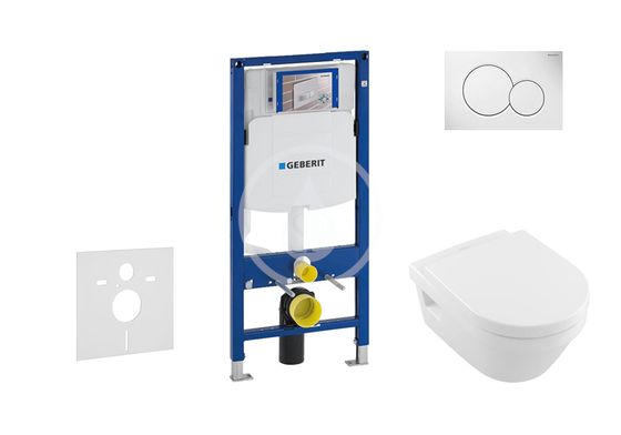 Geberit Duofix - Set predstenovej inštalácie, klozetu a dosky Villeroy & Boch, tlačidla Sigma01, DirectFlush, SoftClose, CeramicPlus, alpská biela