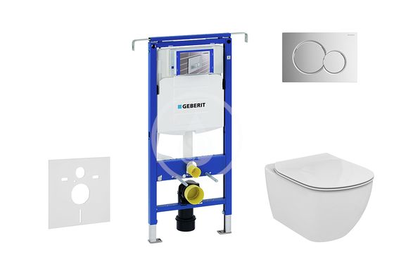 Geberit Duofix - Set predstenovej inštalácie, klozetu a dosky Ideal Standard Tesi, tlačidla Sigma01, Aquablade, SoftClose, lesklý chróm