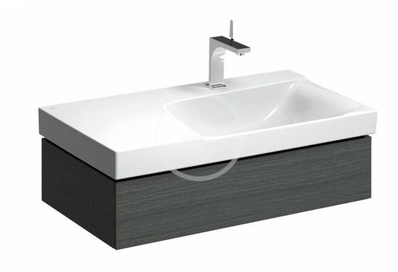 Geberit Xeno 2 - Skrinka pod umývadlo 90 cm, s odkladacou plochou, zásuvka s LED svietidlom, sivá