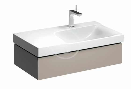 Geberit Xeno 2 - Skrinka pod umývadlo 90 cm, s odkladacou plochou, zásuvka s LED svietidlom, sivobéžová