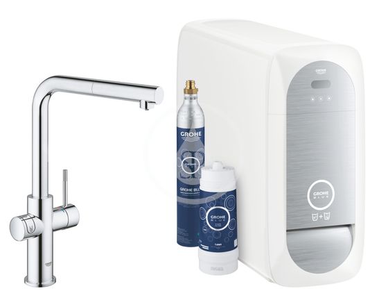 Grohe Blue Home - Páková drezová batéria s filtračnou funkciou a chladiacim zariadením, chróm