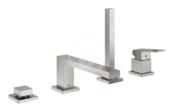 Grohe Eurocube - Vaňová batéria na okraj vane, 4-otvorová inštalácia, supersteel