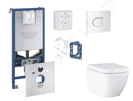 Grohe Rapid SLX - Set predstenovej inštalácie, klozetu, dosky SoftClose, tlačidla Arena Cosmopolitan a súpravy na vhadzovanie tabliet, Triple Vortex, 