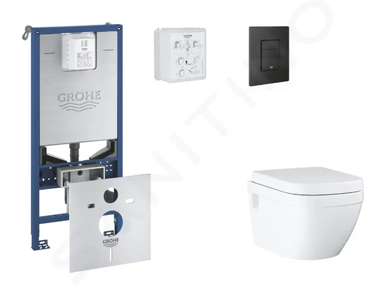 Grohe Rapid SLX - Set predstenovej inštalácie, klozetu, dosky SoftClose a tlačidla Even, phantom black