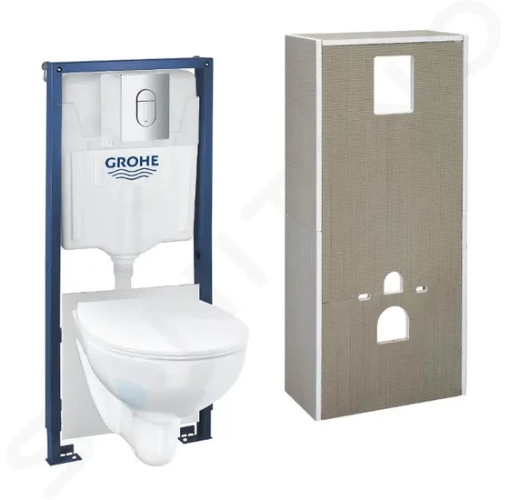 Grohe Solido+ - Set predstenovej inštalácie, klozetu, dosky Softclose a tlačidla Arena Cosmopolitan, chróm