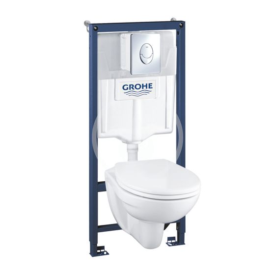 Grohe Solido - Set predstenovej inštalácie, klozetu a dosky, SoftClose, tlačidlo Skate Air, chróm