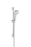 Hansgrohe Croma Select E - Set sprchovej hlavice, 3 prúdy, tyče a hadice, EcoSmart 9l/min, biela/chróm