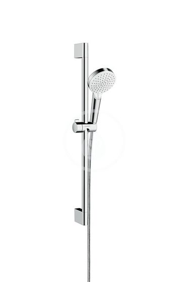 Hansgrohe Crometta - Set sprchovej hlavice, 2 prúdy, tyče a hadice, Green 6 l/min, biela/chróm