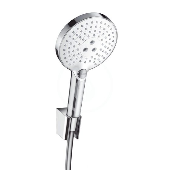 Hansgrohe Raindance Select S - Set sprchovej hlavice, 3 prúdy, držiaka a hadice, biela/chróm