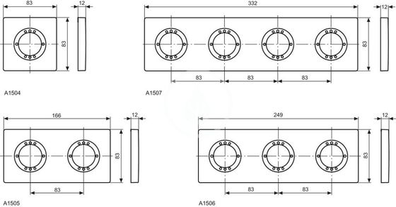 Ideal Standard Archimodule - Krycia 2-otvorová rozeta, 100 x 183 mm, chróm