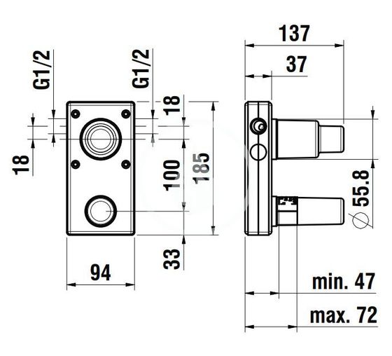 Laufen Concealed Bodies - Montážne teleso pod omietku, Simibox 2-point, páka hore