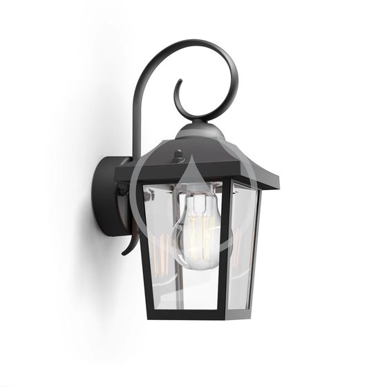 Philips myGarden - Nástenný vonkajší lampáš 29x13 cm, E27, čierna