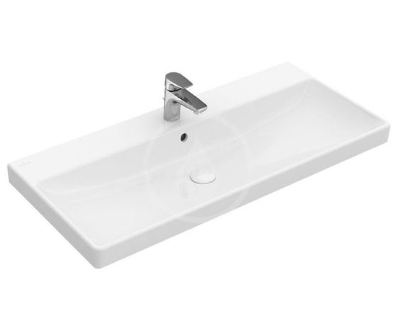 Villeroy & Boch Avento - Umývadlo nábytkové, 80x47 cm, s prepadom, otvor na batériu, CeramicPlus, Stone White