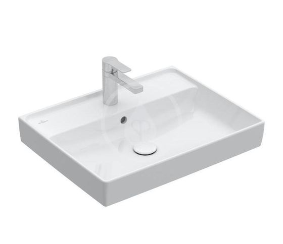 Villeroy & Boch Collaro - Umývadlo nábytkové 60x47 cm, s prepadom, otvor na batériu, CeramicPlus, Stone White