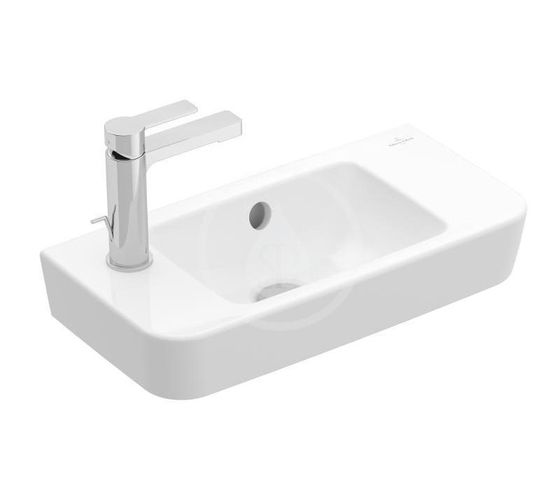 Villeroy & Boch O.novo - Umývadielko Compact 50x25 cm, s prepadom, 1 otvor na batériu vľavo, alpská biela