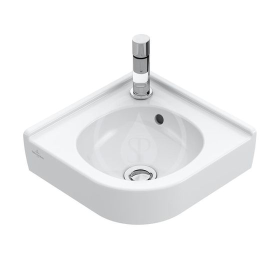 Villeroy & Boch O.novo - Umývadielko rohové 32x32 cm, s prepadom, 1 otvor na batériu, CeramicPlus, alpská biela