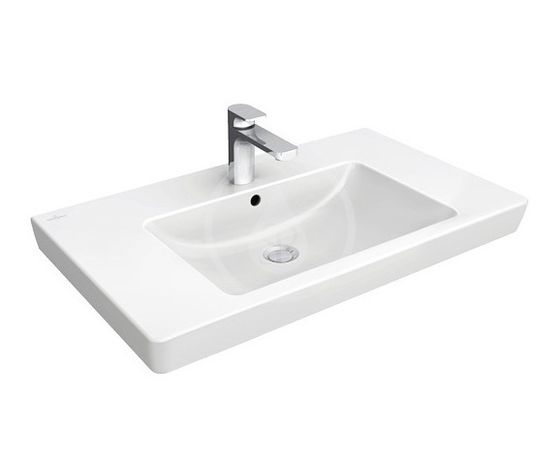 Villeroy & Boch Subway 2.0 - Umývadlo 80x47 cm, s prepadom, otvor na batériu, CeramicPlus, alpská biela