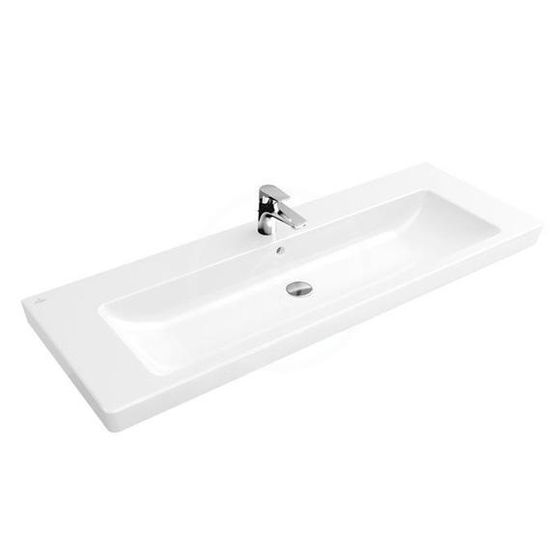 Villeroy & Boch Subway 2.0 - Umývadlo nábytkové 130x47 cm, s prepadom, s otvormi na batériu, biela