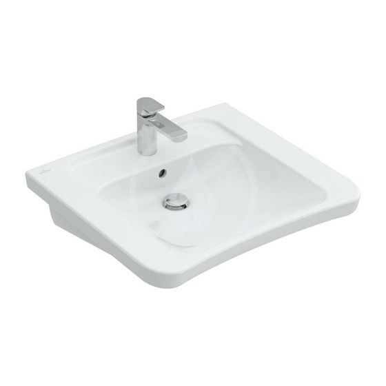 Villeroy & Boch ViCare - Umývadlo, 65x55 cm, s prepadom, otvor na batériu, AntiBac, CeramicPlus, biela